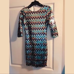 AS U WISH Sequin / Glitter Party Dress